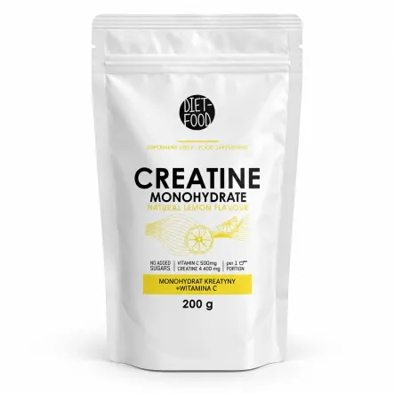 Kreatyna z Witaminą C o Smaku Cytrynowym Bez Dodatku Cukrów 200 g - Diet-Food