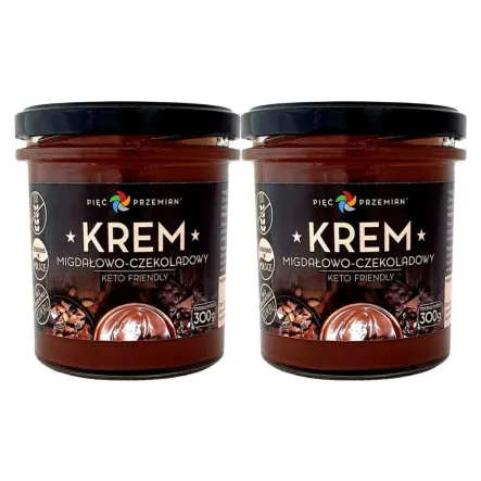 2 x Krem Migdałowo - Czekoladowy Keto Bezglutenowy Bez Dodatku Cukru 300 g - Pięć Przemian