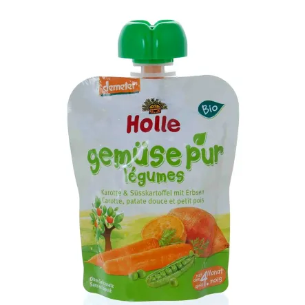 Mus Marchewka - Słodki Ziemniak - Groszek Bio 90 g Holle od 4 mc