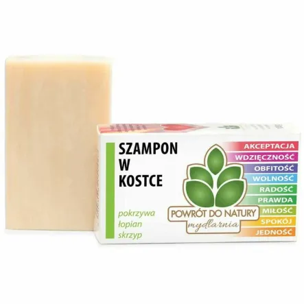 Szampon w Kostce Pokrzywa, Łopian, Skrzyp 100 g - Mydlarnia Powrót do Natury