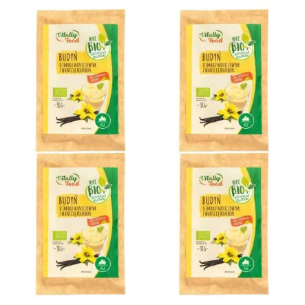 Zestaw 4 x Budyń o Smaku Waniliowym z Wanilią Bourbon Bio 38 g - Vitally Food