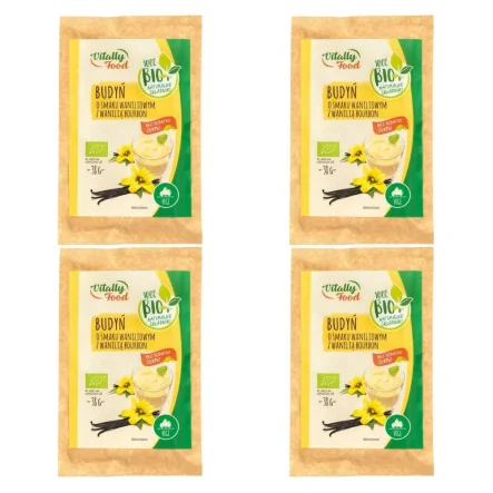 Zestaw 4 x Budyń o Smaku Waniliowym z Wanilią Bourbon Bio 38 g - Vitally Food