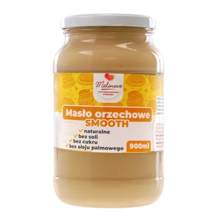 Masło Orzechowe Smooth 900 ml Malinowe - Przecena Krótka Data Minimalnej Trwałości