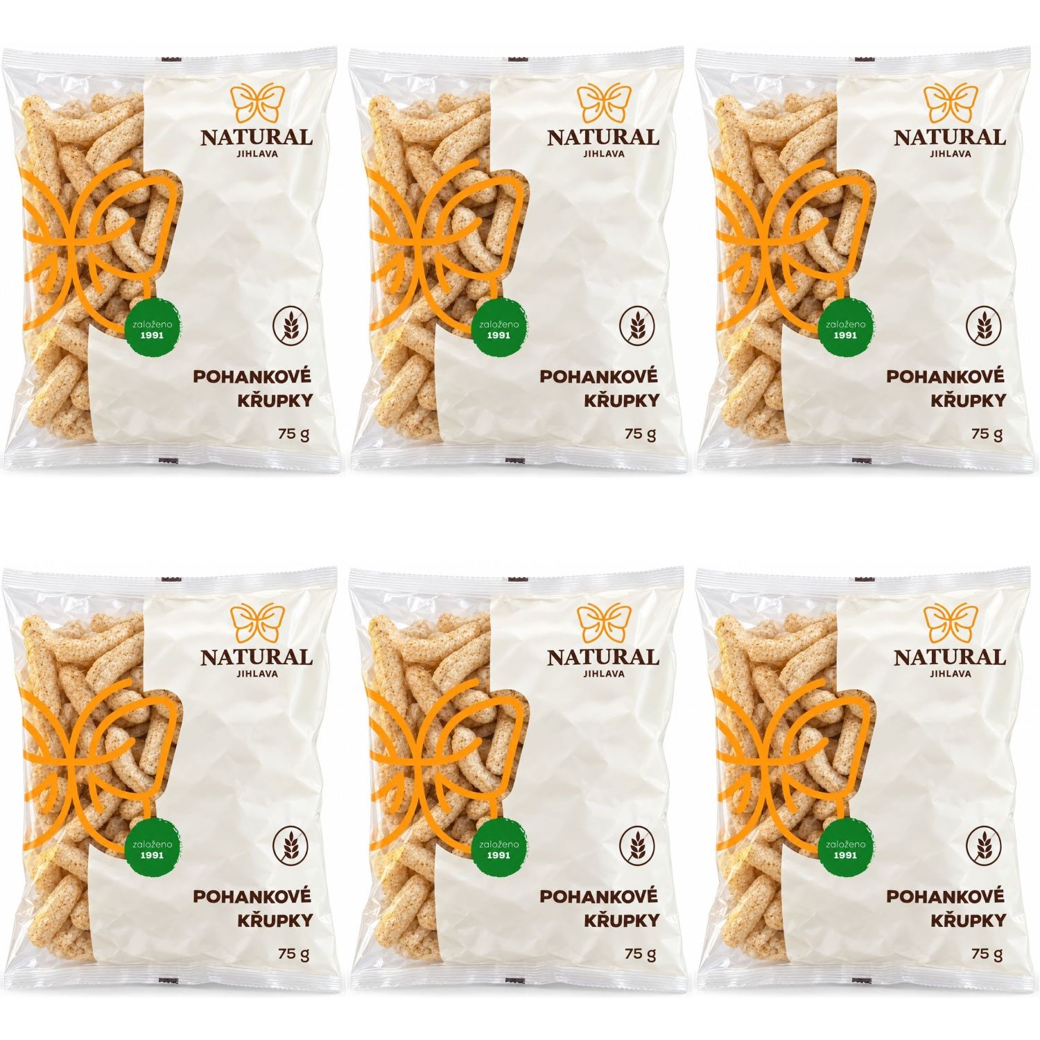 Zestaw 6 x Chrupki Gryczane Bezglutenowe 75 g - Natural Jihlava