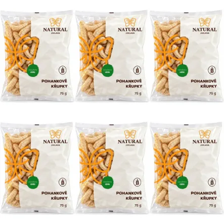 Zestaw 6 x Chrupki Gryczane Bezglutenowe 75 g - Natural Jihlava