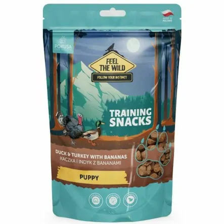 Smaczki Treningowe Dla Psa - Kaczka i Indyk z Bananami PUPPY 200 g - Pokusa