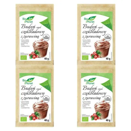 4 x Budyń o Smaku Czekoladowym z Żurawiną Bio 40 g - Bio Planet
