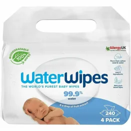 Chusteczki Nawilżane dla Noworodków i Niemowląt Newborn SUPER PAKA 240 Sztuk (4 x 60 Sztuk) - Water Wipes