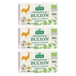 3 x Ekologiczny Bulion Drobiowy w Kostkach Bezglutenowy 66 g Ekowital