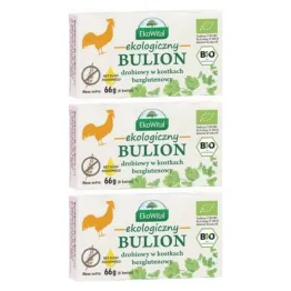 3 x Ekologiczny Bulion Drobiowy w Kostkach Bezglutenowy 66 g Ekowital