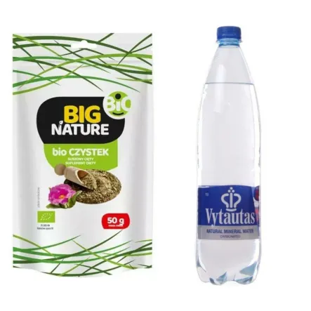 Czystek Bio + Woda Vytautas = Zestaw Czystek Bio 50 g Big Nature + Woda Mineralna Gazowana 1 l - VYTAUTAS