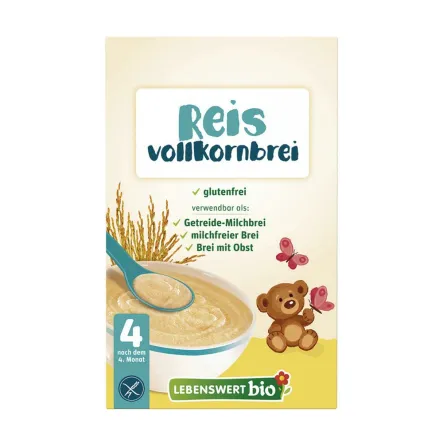 Kaszka Ryżowa Pełnoziarnista Bezmleczna Bezglutenowa Bio 225 g - Lebenswert - Przecena Krótka Data Minimalnej Trwałości