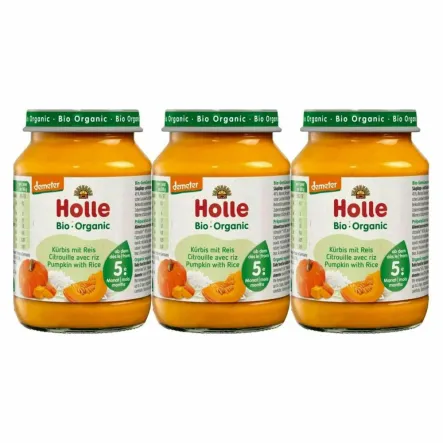 3 x Danie dla Niemowląt Dynia z Ryżem Bio Demeter 190 g - Holle