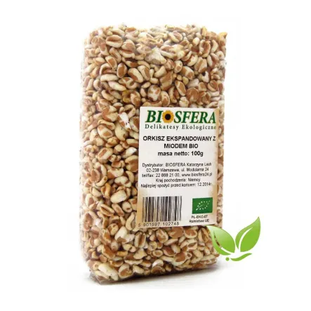 Orkisz Ekspandowany z Miodem Bio 100 g - Chrupki Orkiszowe z Miodem Biosfera
