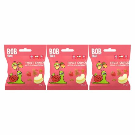 3 x Przekąska Jabłko Truskawka Bez Dodatku Cukru 20 g - Bod Snail