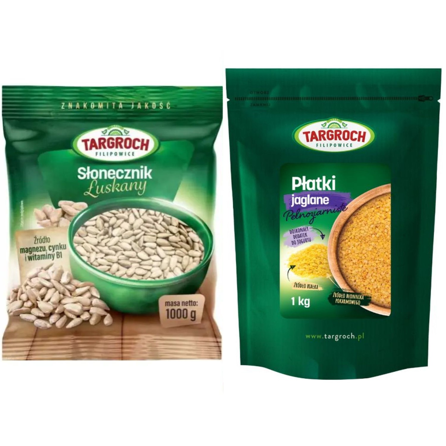 Słonecznik Łuskany 1 kg - Targroch  + Płatki Jaglane 1 kg - Targroch