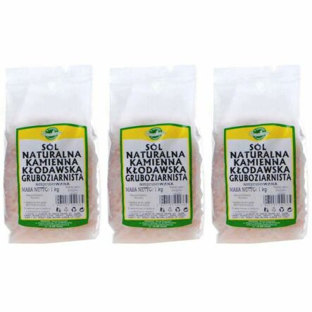 3 x Sól Naturalna Kamienna Kłodawska Gruboziarnista Niejodowana 1 kg - Smakosz