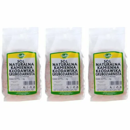 3 x Sól Naturalna Kamienna Kłodawska Gruboziarnista Niejodowana 1 kg - Smakosz