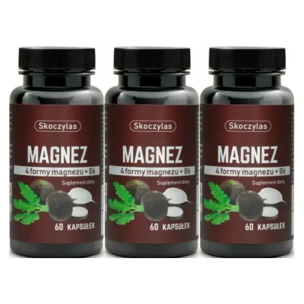 3 x Magnez 4 Formy +Witamina B6 - Czarna Rzepa 60 Kapsułek - Skoczylas