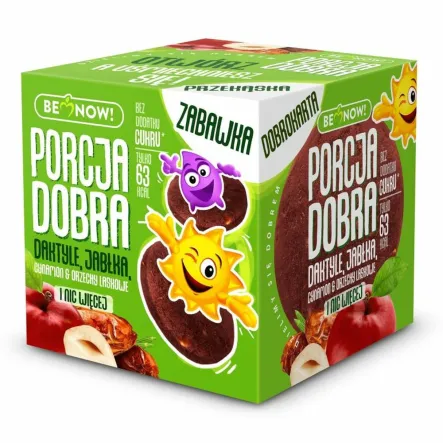 Kostka Krążki Daktyle, Jabłko, Cynamon Orzechy Laskowe 20 g Dobra Porcja - Przecena Krótka Data Minimalnej Trwałości
