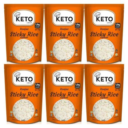 6 x Makaron Konjac w Kształcie Ryżu (Sticky Rice) do Sushi 200 g - Keto Chef