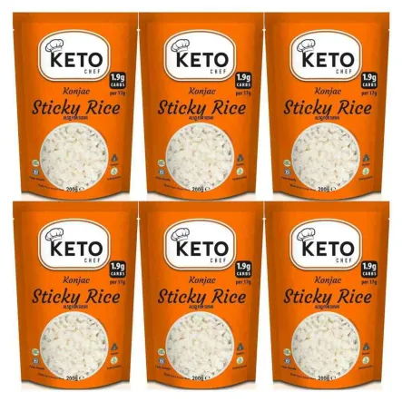 6 x Makaron Konjac w Kształcie Ryżu (Sticky Rice) do Sushi 200 g - Keto Chef