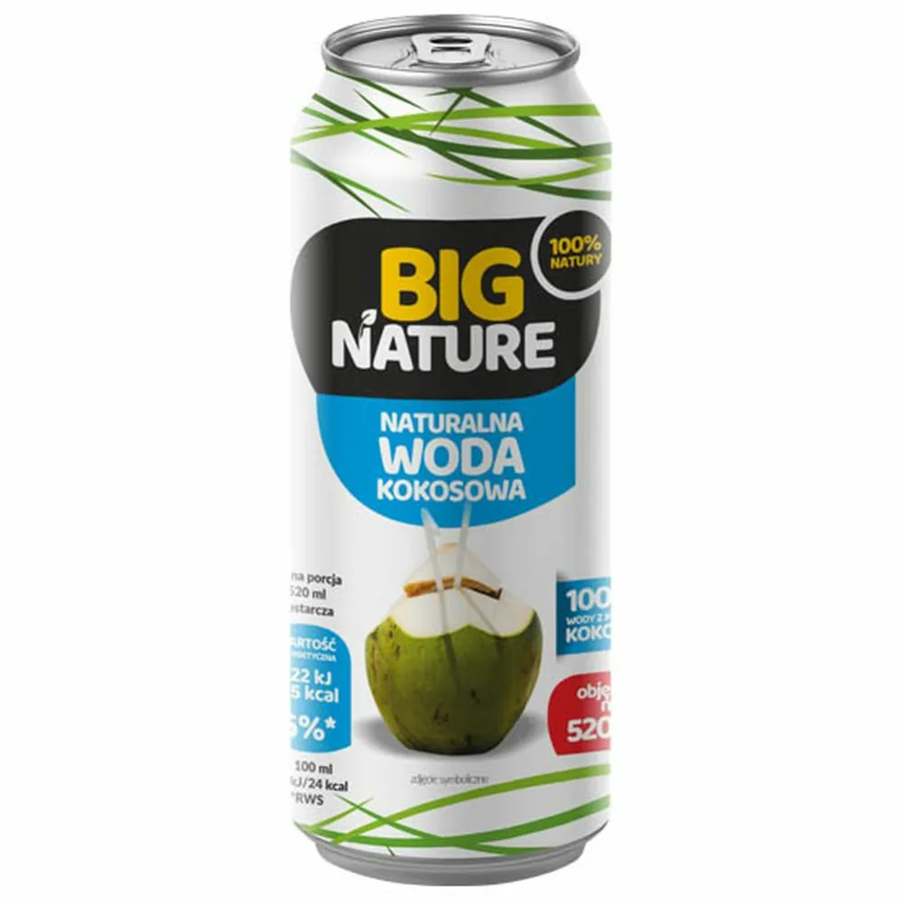 Woda Kokosowa 520 ml - Big Nature - Przecena Krótka Data Minimalnej Trwałości