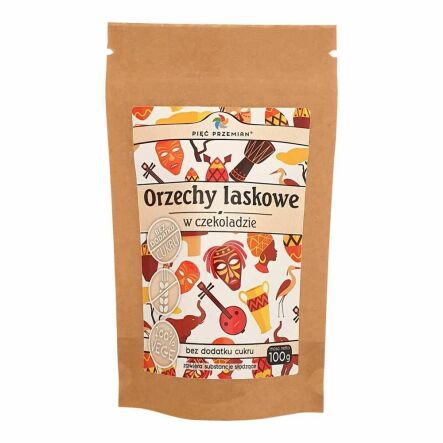 Orzechy Laskowe w Czekoladzie Bez Dodatku Cukru 100 g - Pięć Przemian