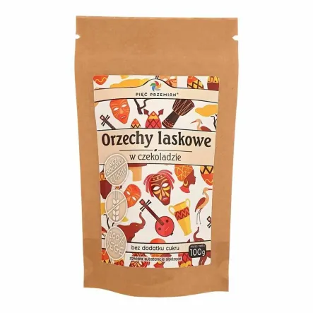 Orzechy Laskowe w Czekoladzie Bez Dodatku Cukru 100 g - Pięć Przemian