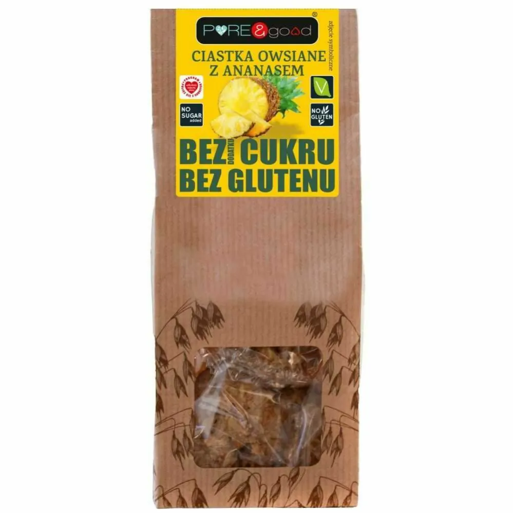 Ciastka Owsiane z Ananasem Bez Dodatku Cukru 150 g - PURE&Good