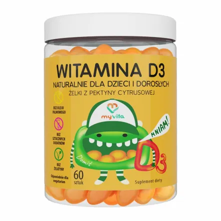 Żelki Naturalne Witamina D3 Dla Dzieci i Dorosłych 60 sztuk - MyVita