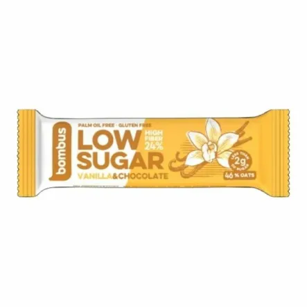 Baton Low Sugar Wanilia-Czekolada Bezglutenowy 40 g - Bombus (data: 22.12.2025)