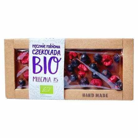 Czekolada Mleczna z Czarną Porzeczką i Maliną Bio 53 g - Cukiernia Staropolska - Przecena Krótka Data Minimalnej Trwałości