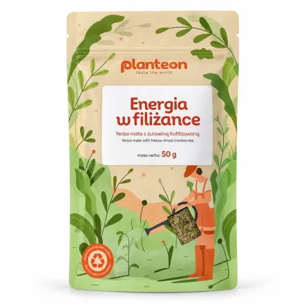 ENERGIA W FILIŻANCE Yerba Mate z Żurawiną Liofilizowaną 50 g - Planteon