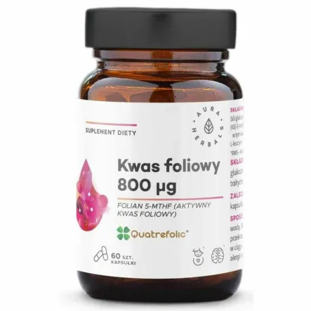 Kwas Foliowy 800 µg Quatrefolic® 60 Kapsułek - Aura Herbals