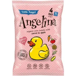 ANGELINA Chrupki Kukurydziane Marchew i Jabłko 60 g Bezglutenowe Bio (4 x15 g) - McLloyds
