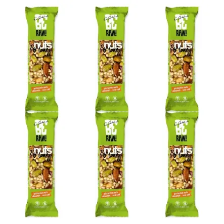 6 x BeRaw Baton Nuts and  Honey Pistachio 30 g - Purella