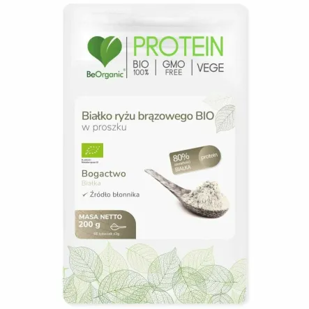 Białko Ryżu Brązowego BIO w Proszku 200 g - BeOrganic
