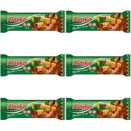 6 x Rurki Kukurydziane Nadziewane Kremem o Smaku Orzechowym Bezglutenowe 18 g - Alaska