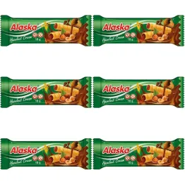 6 x Rurki Kukurydziane Nadziewane Kremem o Smaku Orzechowym Bezglutenowe 18 g - Alaska