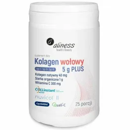 Kolagen Wołowy 5 g PLUS Natywny, Siarka Organiczna, Witamina C 158,5 g - Aliness