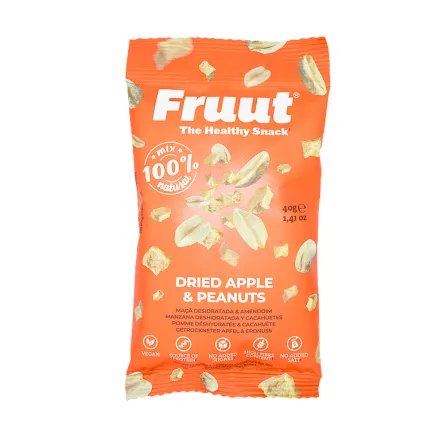 Suszone Chipsy Jabłko z Orzechami Ziemnymi Bez Dodatku Cukru 20 g Fruut - Przecena Krótka Data Minimalnej Trwałości