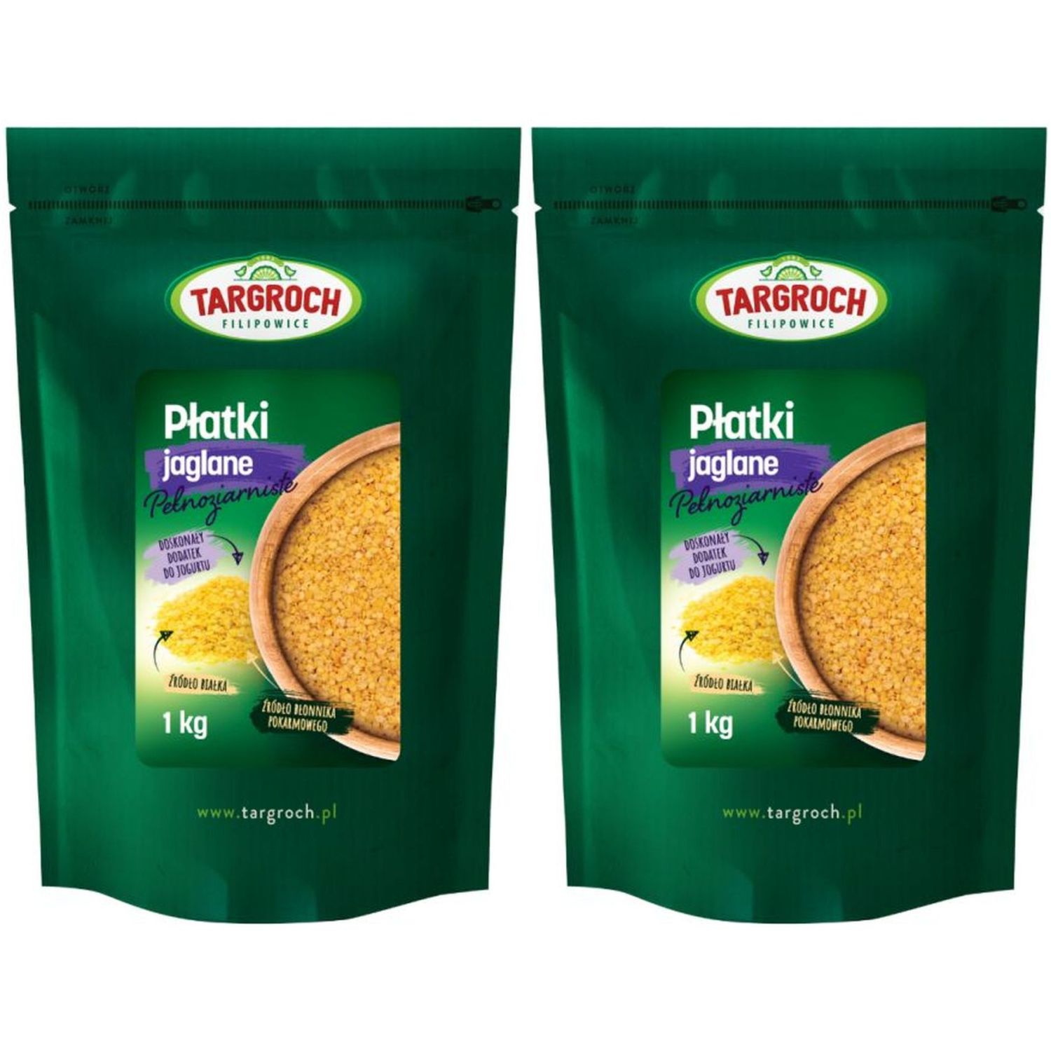 Zestaw 2 x Płatki Jaglane Pełnoziarniste 1 kg - Targroch