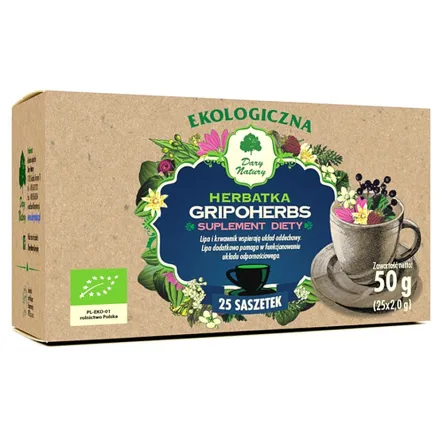 Herbatka Gripoherbs Eko 50 g (25 x 2 g) - Dary Natury 