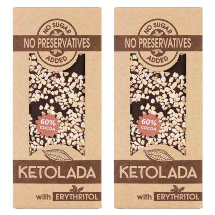2 x Ketolada® Czekolada 60% z Erytrytolem i Migdałami 100 g