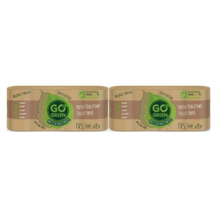 Zestaw 2 x Papier Toaletowy 8 Rolek Po 150 Listków 3 Warstwy Go Green