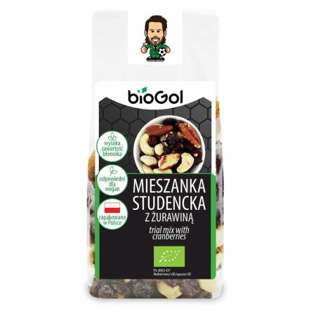 Mieszanka Studencka z Żurawiną Bio 150 g - Biogol - Przecena Krótka Data Minimalnej Trwałości