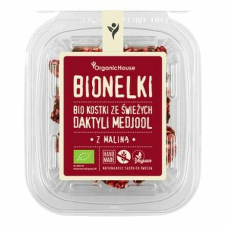 Daktyle z Malinami Bezglutenowe Bionelki Bio 80 g - OrganicHouse - Przecena Krótka Data Minimalnej Trwałości