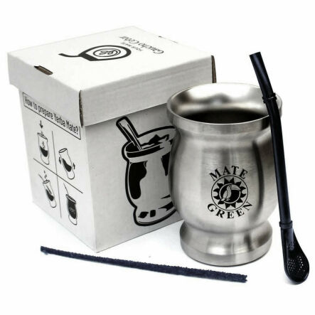 Zestaw od Gaucho Cebar: TermoMate Silver 230 ml +Bombilla La Mulata +Czyścik - Wyprzedaż