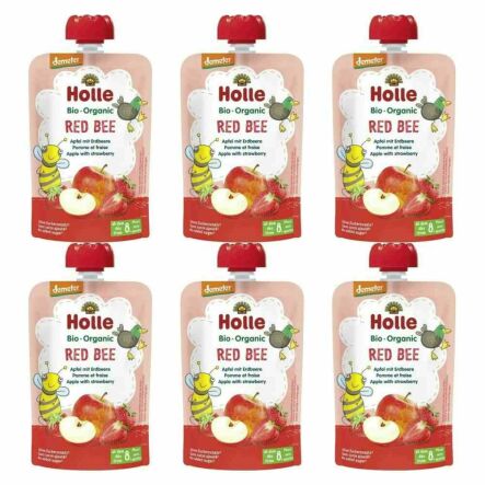 6 x Mus Owocowy Czerwona Pszczółka Jabłko Truskawka Bio 100 g - Holle